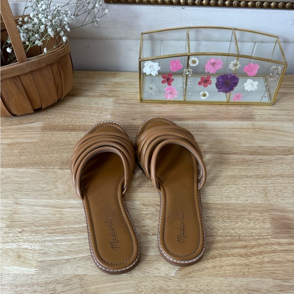 Madewell The Addie Leather Slide Sandals Tan Brown Size 10 Boho Summer Beach - Picture 8 of 11